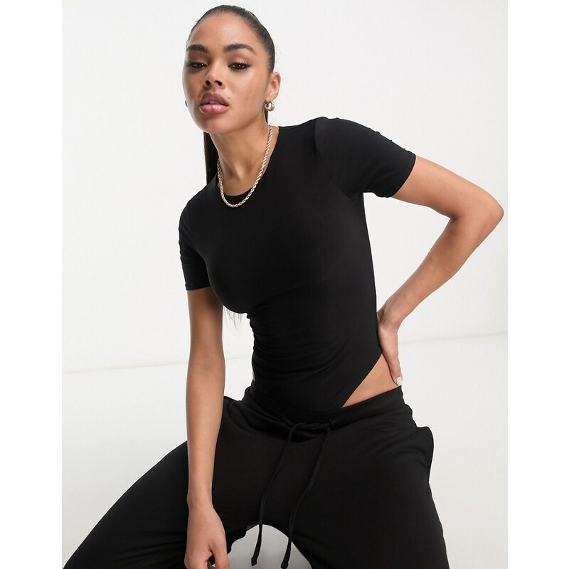 Fashionkilla - Body stile T-shirt aderente nero-Black