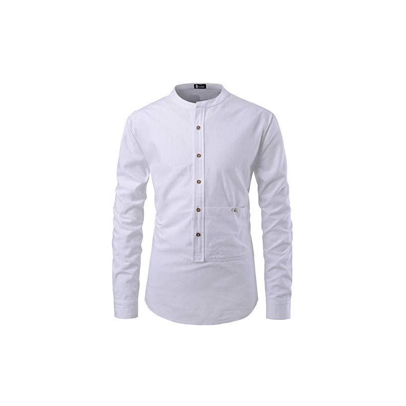 Camicia Casual Uomo In Cotone, Manica Lunga Con Taschino E Risvolti | Tinta Unita, Vestibilità Comoda | Perfetta Per Tutti I Giorni - 2
