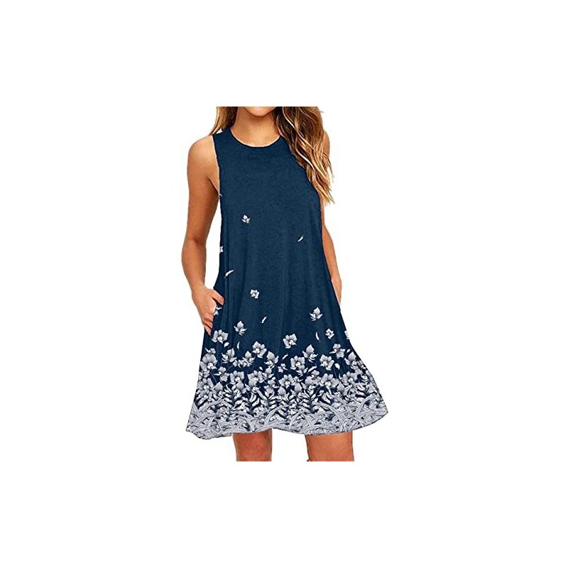 Sherosa Abito Estivo Donna Senza Maniche, Con Tasche, Stampa Floreale Tie Dye, Taglia S, In Rayon - 3