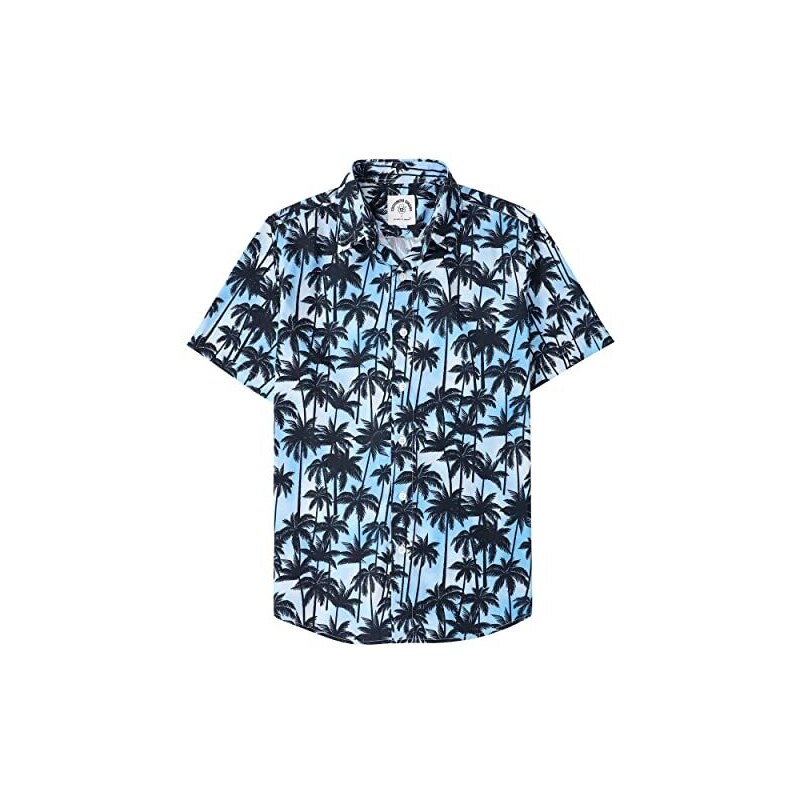 Camicia Hawaiana Bambino Maniche Corte - Stampa Palme Tropicali, Tessuto Morbido E Traspirante - Foto 5