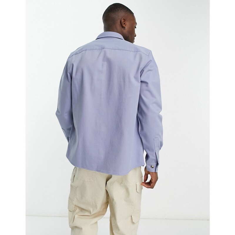 ASOS DESIGN - Camicia giacca in cotone azzurra-Blu