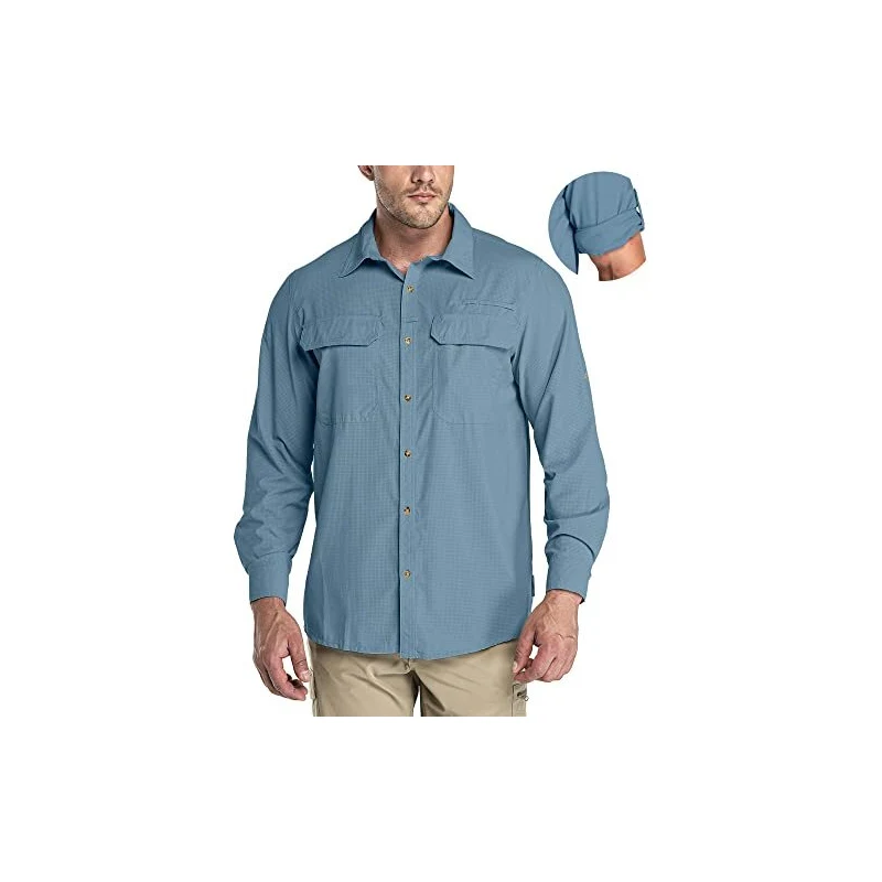 Camicia Uomo Maniche Lunghe UV - Traspirante E Antirughe, Per Escursionismo, Pesca E Golf - Foto 10