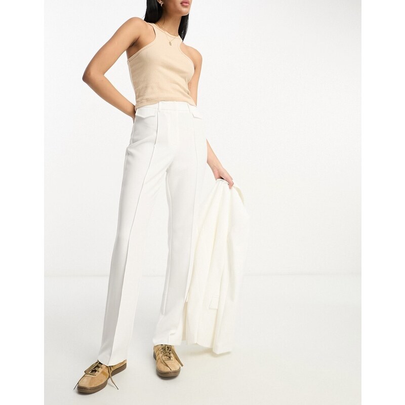 Miss Selfridge - Pantaloni dritti con pinces sul davanti color avorio in coordinato-Bianco