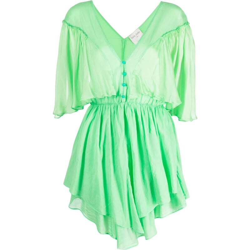 Abito increspato con cintura da annodare - Verde/fantasia - H&M Abito increspato con cintura da annodare - Verde/fantasia - H&M