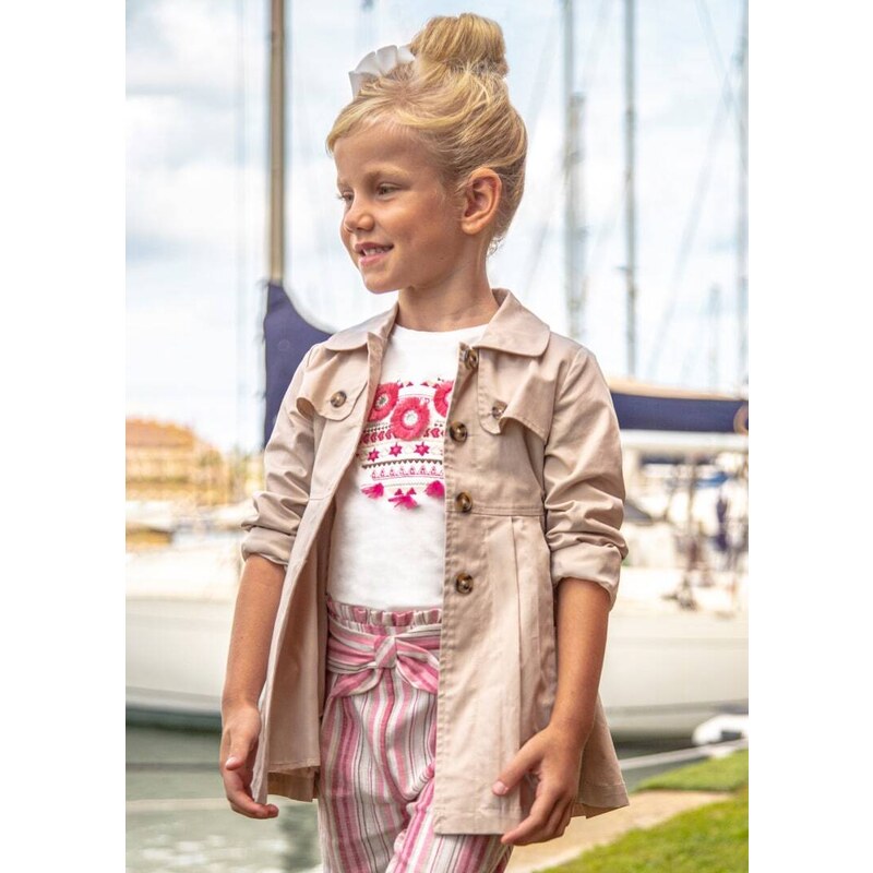 Trench Mayoral Cappotti Bimba Giacca Modello Trench Con Fiocco