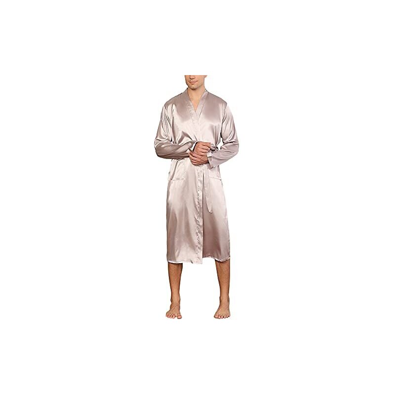 Accappatoio Lungo In Raso Kimono Con Piume Di Struzzo – Prodesign Per Matrimonio E Damigelle, Taglia Unica