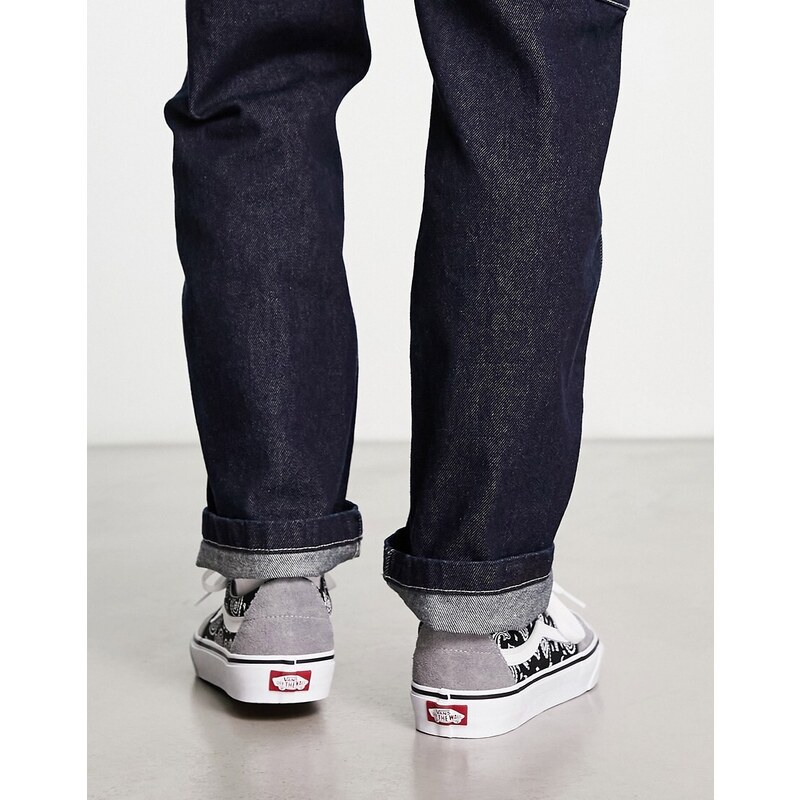 Vans - Sk8-Low - Sneakers basse grigie con stampa cachemire-Grigio