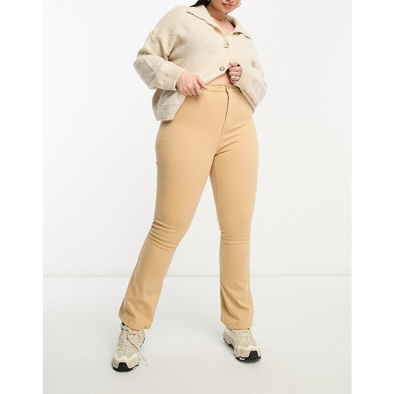 Don't Think Twice DTT Plus - Bianca - Jeans stile disco a vita alta color cammello a fondo ampio-Neutro
