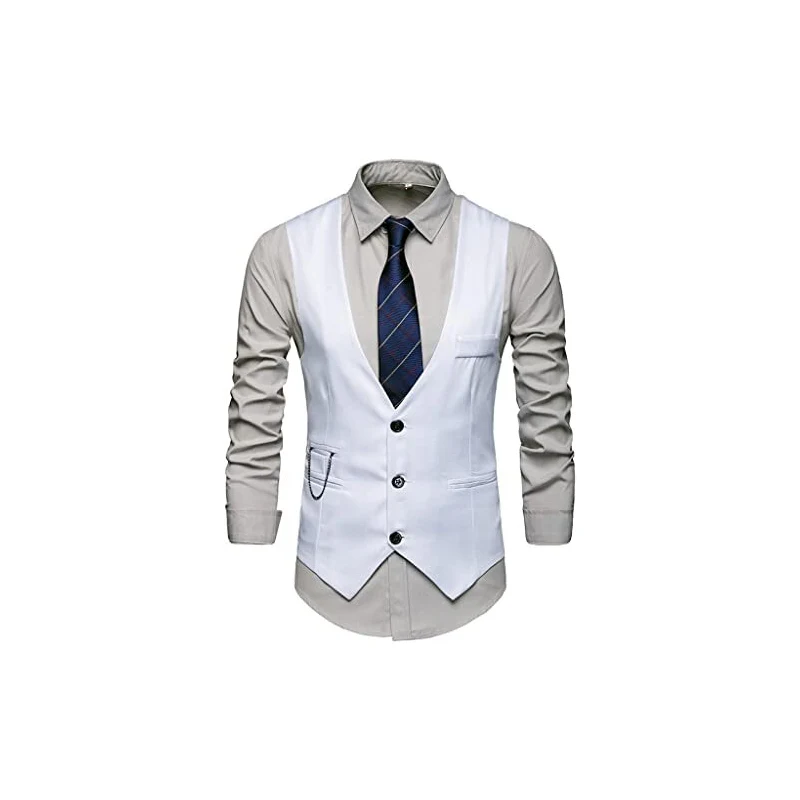 WSLCN Gilet da Abito da Uomo Matrimonio Tinta Unita Classico Elegante ...