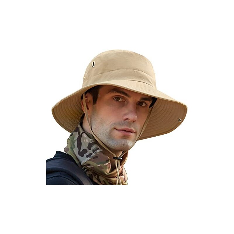 Dsaren Cappello da Pescatore Cappello da Sole Trekking Cappelli Uomo Estivi  Falde Larghe Protezione UV Cappello Safari Regolabile Pieghevole per  Arrampicata Escursionismo Campeggio (Cachi) 