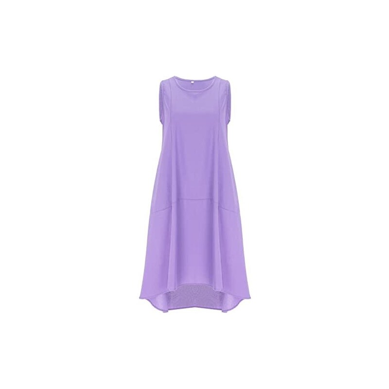 Ellazhu Abito Lungo Donna Senza Maniche In Pizzo, Girocollo, Vestibilità Morbida, Taglia Unica (Busto 110 Cm, Lunghezza 113 Cm)