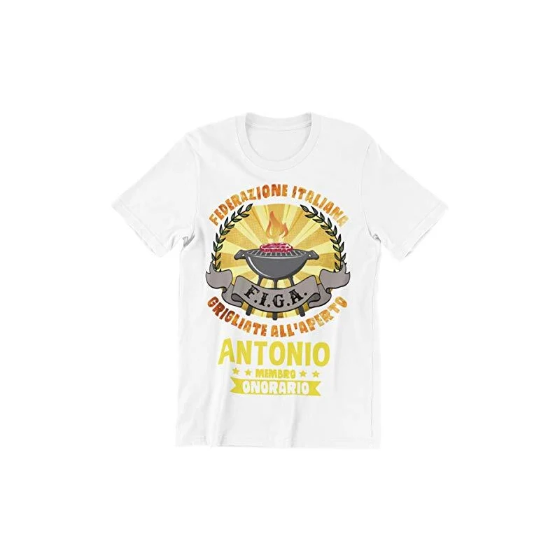 STAMPATEK Maglietta Serial Griller T-Shirt Barbecue Grigliata Idea Regalo Maglia Uomo Divertente Manica Corta con Scritte - Bianca S