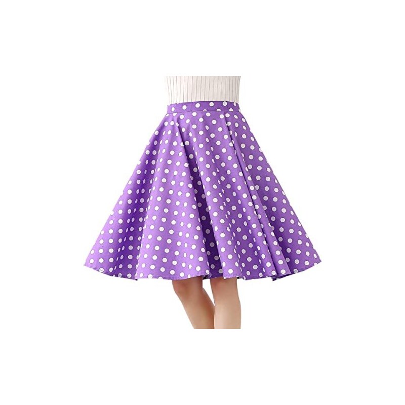 Vestito anni '50 viola a pois