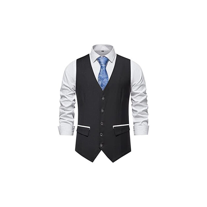 Gilet Uomo Formale Da Abito E Smoking - DONGD, Scollo A V, 3 Tasche, Cinturino Regolabile