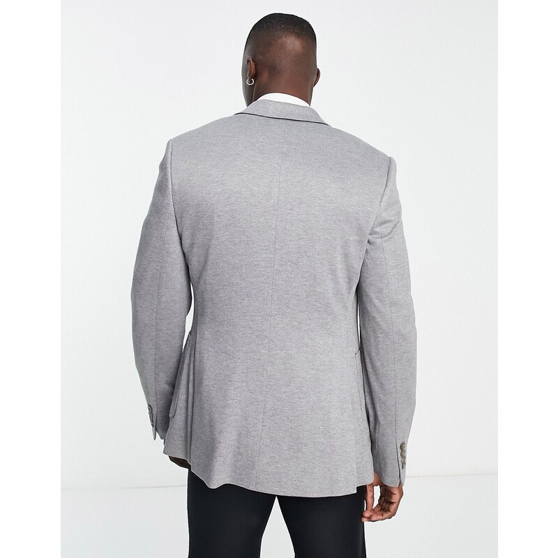 ASOS DESIGN - Blazer super skinny in jersey grigio