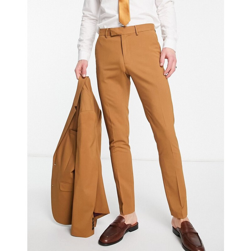 ASOS DESIGN - Pantaloni da abito skinny color tabacco-Brown