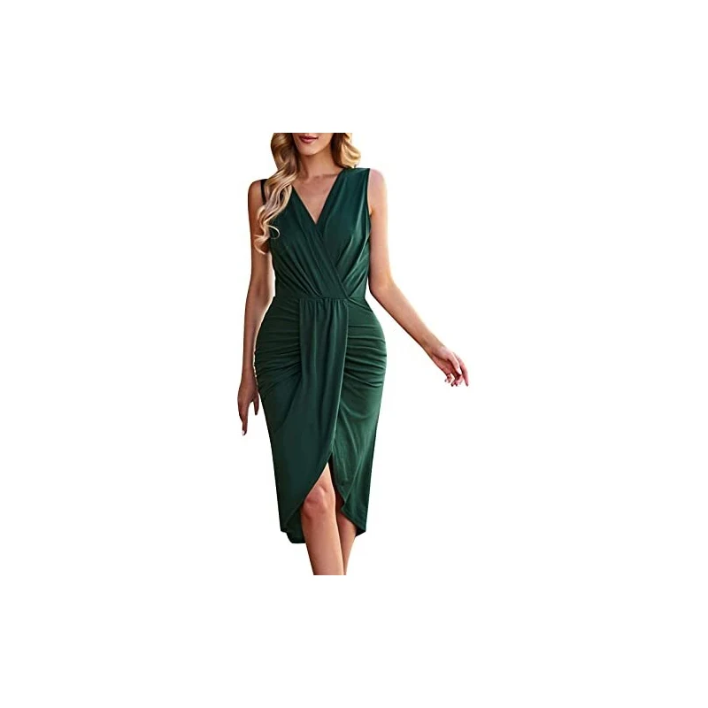Robe Col V Profond Devant Et Derrière Avec Ceinture - Taille S à XL, Viscose/Laine, Neuf Avec Étiquette