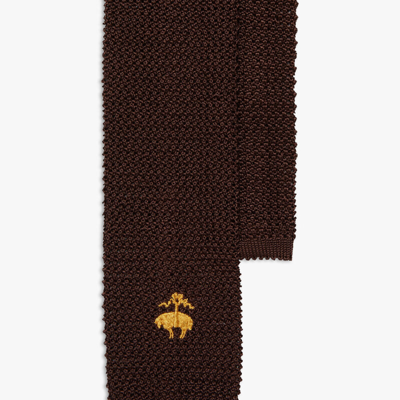Brooks Brothers Cravatta in maglia con logo - male Cravatte e Pochette da taschino Marrone REG