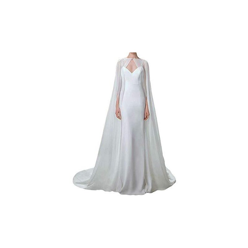 Lungo mantello da sposa con scialle in tulle e pizzo, maniche