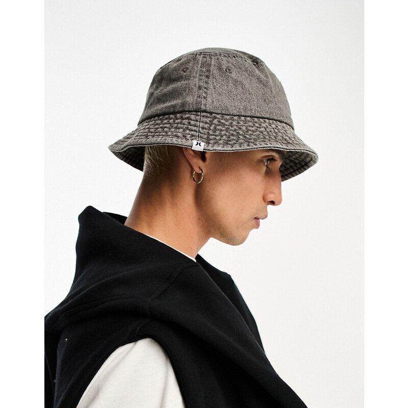Hurley - Cappello da pescatore grigio con logo ondulato