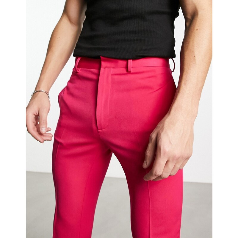 ASOS DESIGN - Pantaloni skinny eleganti a zampa rosa