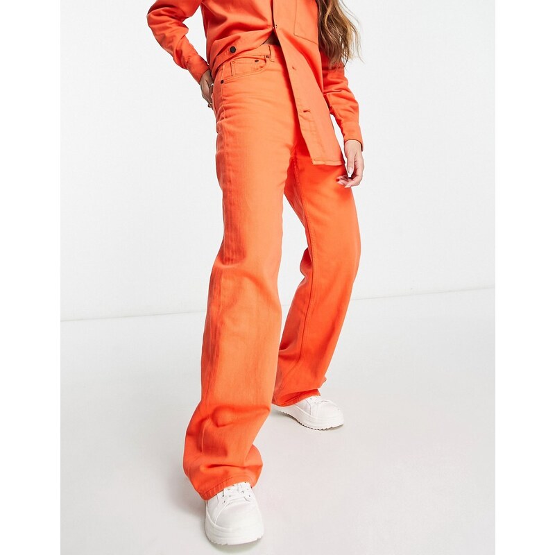 Waven - Jeans extra larghi arancioni a fondo ampio in coordinato-Arancione
