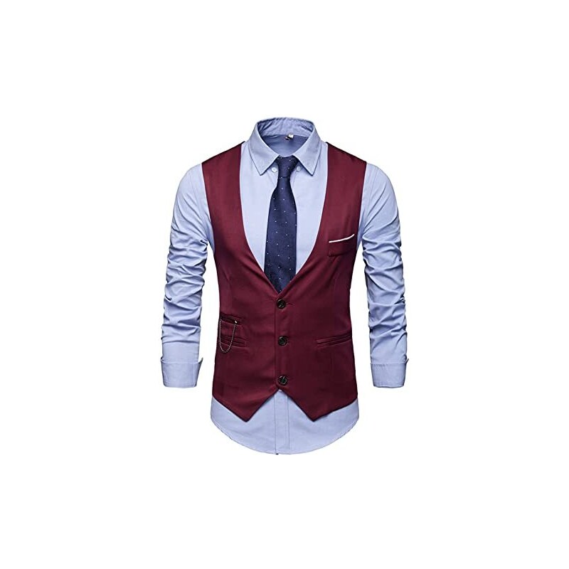 Gilet Uomo Elegante A Quadri Plaid – Slim Fit, Scollo A V, Senza Maniche, Per Matrimoni E Business - 3
