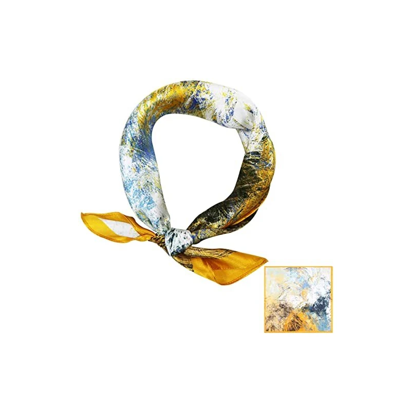 ZhaoCo Sciarpe Di Seta Donna, 53 X 53cm Piccolo Morbido Leggera Foulard Quadrato Bandane Fazzoletto Da Collo Regalo Per Donna - 028 - 3