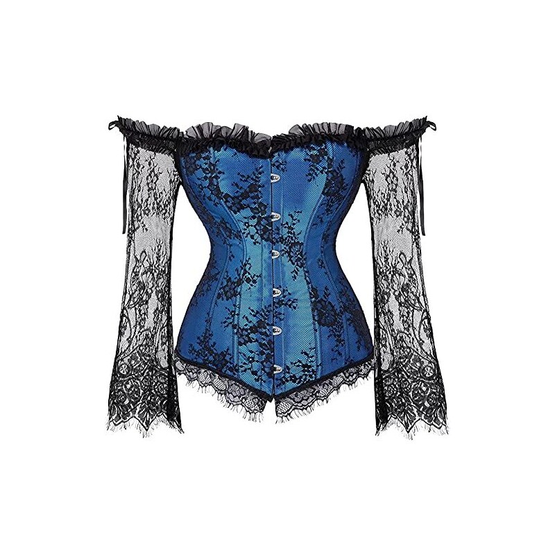 Szivyshi Corsetto Blu Elegante E Sexy Da Donna Con Pizzo Pelle E Bustino Per Abiti Top Body