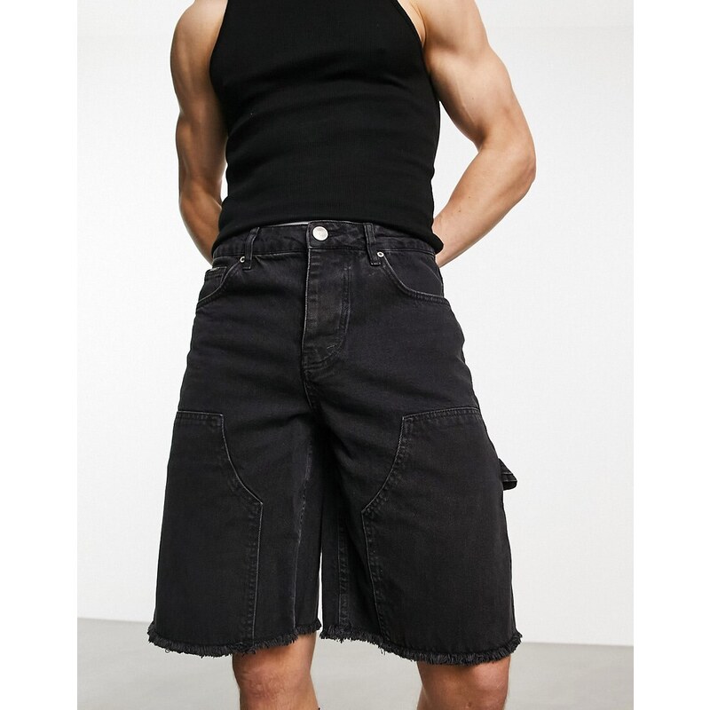 Sixth June - Pantaloncini di jeans lavaggio nero-Black