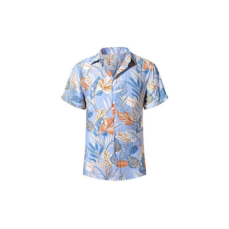 Camicia Hawaiana Uomo Estate - Manica Corta Stampa Tropicale, Cotone E Viscosa - Foto 10