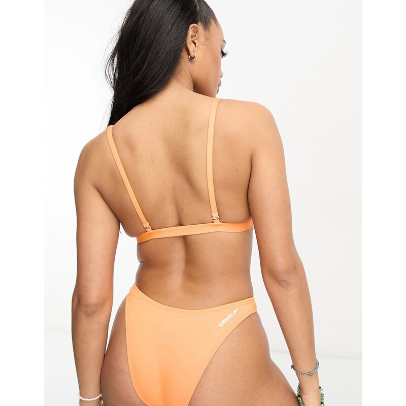 Speedo - Top bikini color pesca con scollo rotondo e spalline multiple-Arancione