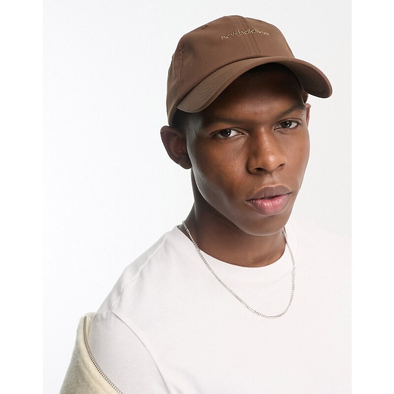 New Balance - Cappellino marrone con logo lineare-Brown