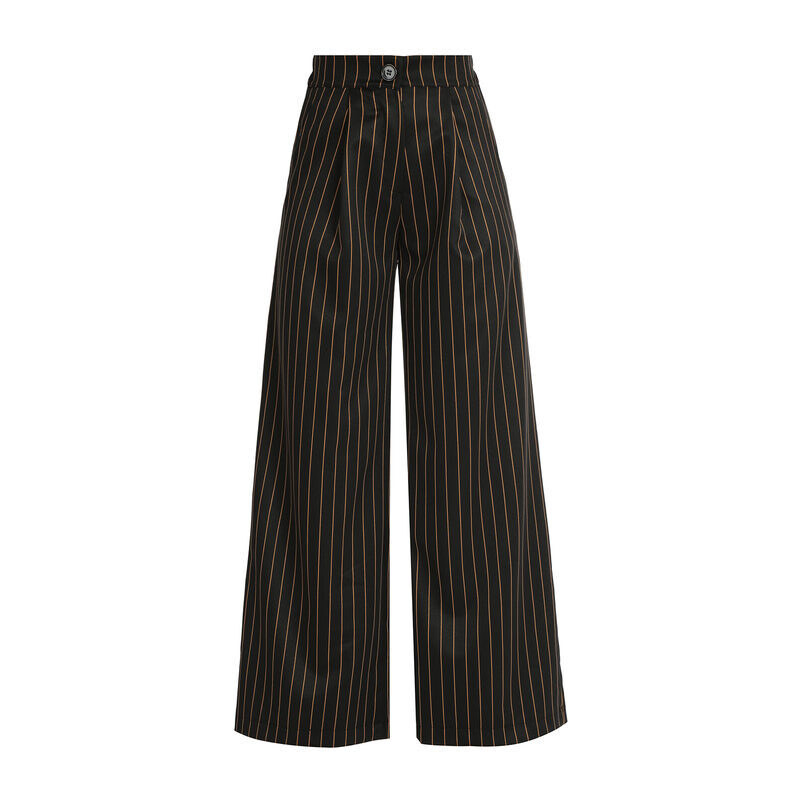 Solada Pantaloni Gessati Donna a Gamba Larga Eleganti Nero Taglia M WR9787