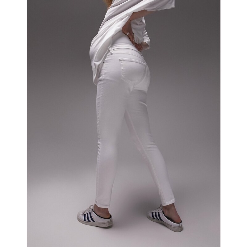 Topshop Maternity - Jamie - Jeans bianchi con fascia per il pancione-Bianco