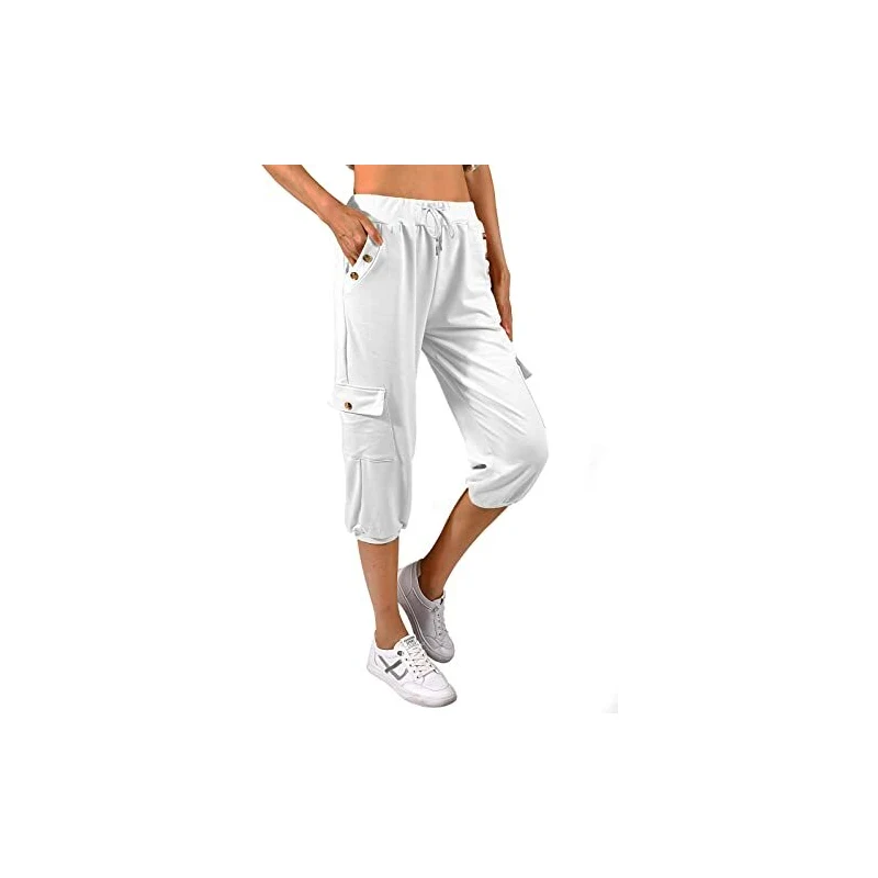 TOMEEK Pantaloni Donna Capri Estivi Casual Vita Alta 3/4 Sportivi