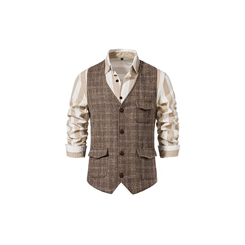 Gilet Uomo In Tweed Scozzese - Slim Fit Per Cerimonie, Matrimoni O Look Elegante - Foto 2