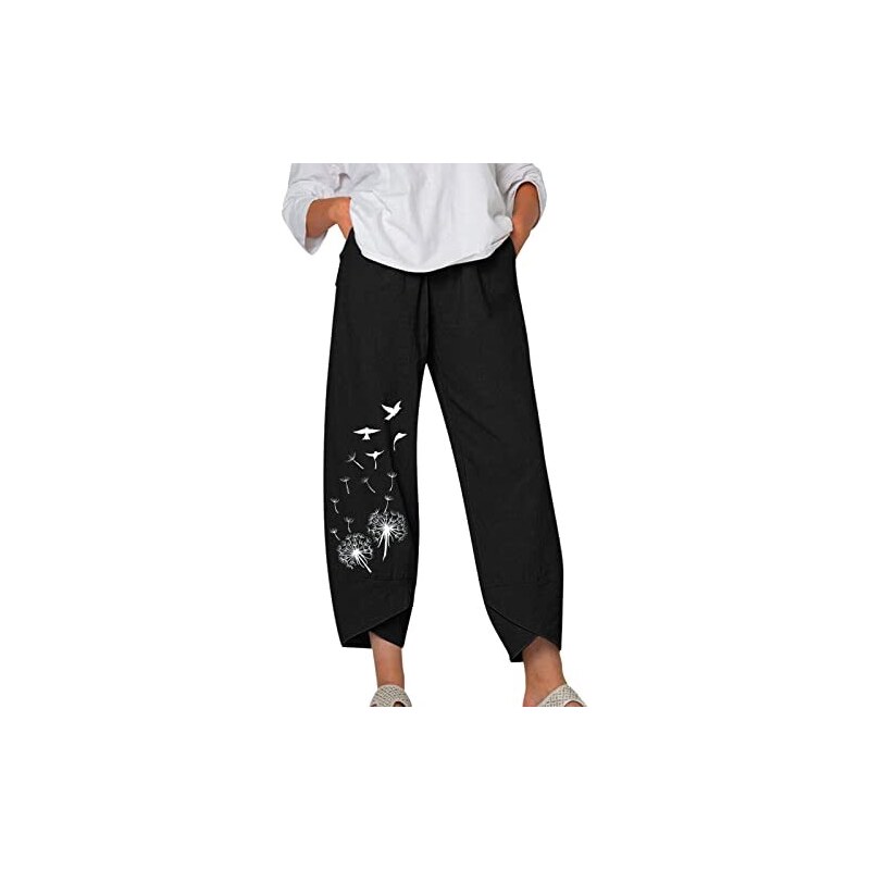 CEWIFO Donna Pantaloni Tuta Pantaloni a Zampa Eleganti Pantaloni da Donna in Cotone Pantaloni Larghi in Cotone da Yoga Donna Pantaloni Donna Sportivi Cotone Nero XL Stileo