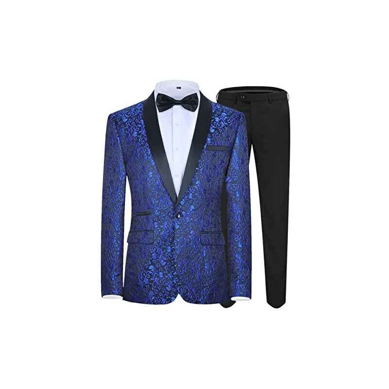 Allthemen Abito da Uomo in Pezzi Slim Fit Jacquard Tuxedo per la