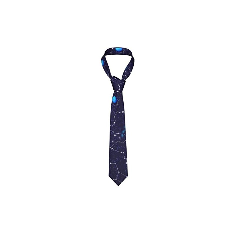 Cravatta Uomo Con Stampe Di Razzi E Pianeti – Universo Fantasioso, Bianca, 145x8 Cm, Poliestere