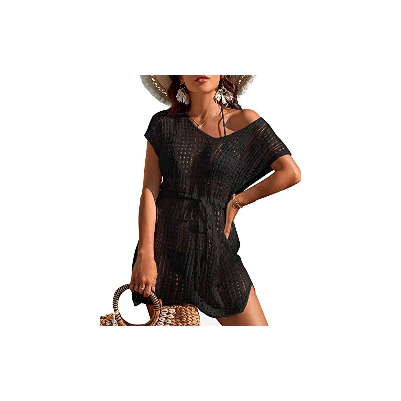 Tunica Da Spiaggia Donna - Copricostume Uncinetto Con Scollo A V Regolabile