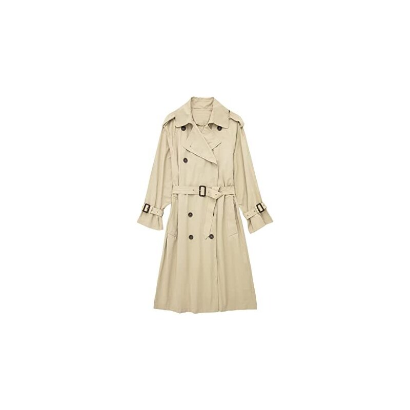 ZouoYYii Primavera Autunno Donna Trench Coat Cintura Giacca a vento  classica a doppio petto lunga allentata 