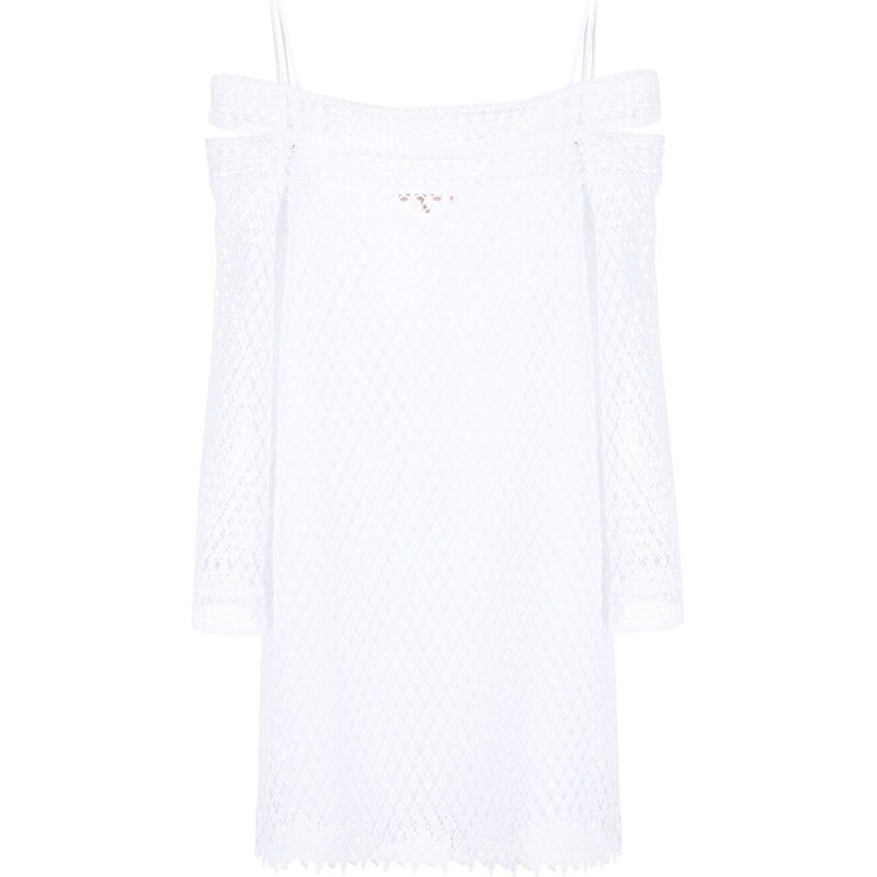 LILLUSORY Abito Estivo Donna A Maniche Corte Con Spalle Scoperte - Vestibile Morbido E Fresco In Bianco, Taglia S - Perfetto Per Serate E Giornate Di Relax