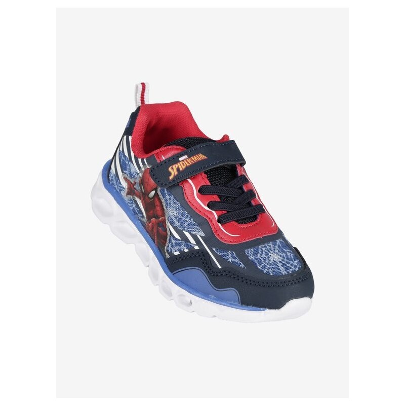 Sneakers primi passi blu da bambino con logo Spiderman