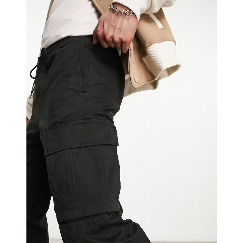 Pull&Bear - Confezione da 2 paia di pantaloni cargo neri-Black