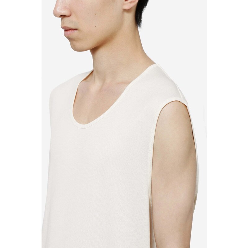 LEMAIRE Canotta RIBBED TANK in cotone crema