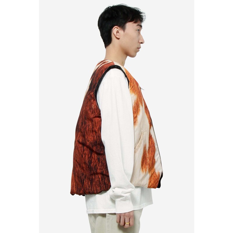Stussy Gilet REVERSIBLE QUILTED in nylon marrone