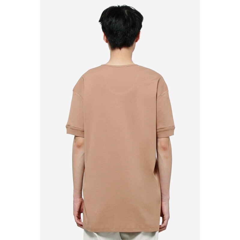 LEMAIRE T-Shirt RIBBED in cotone ruggine
