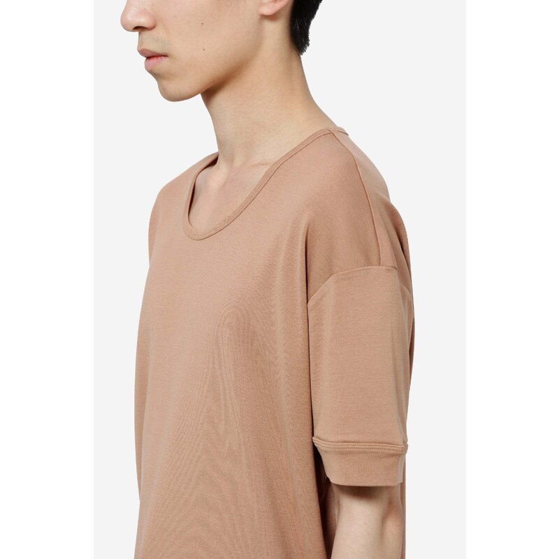 LEMAIRE T-Shirt RIBBED in cotone ruggine