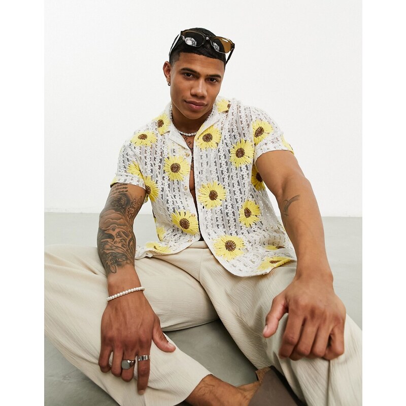 Only & Sons - Camicia Oxford a maniche corte blu navy con colletto con